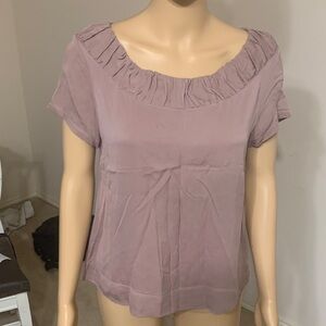 Ruffled LeyenDecker Mauve Short Sleeve Blouse size 10